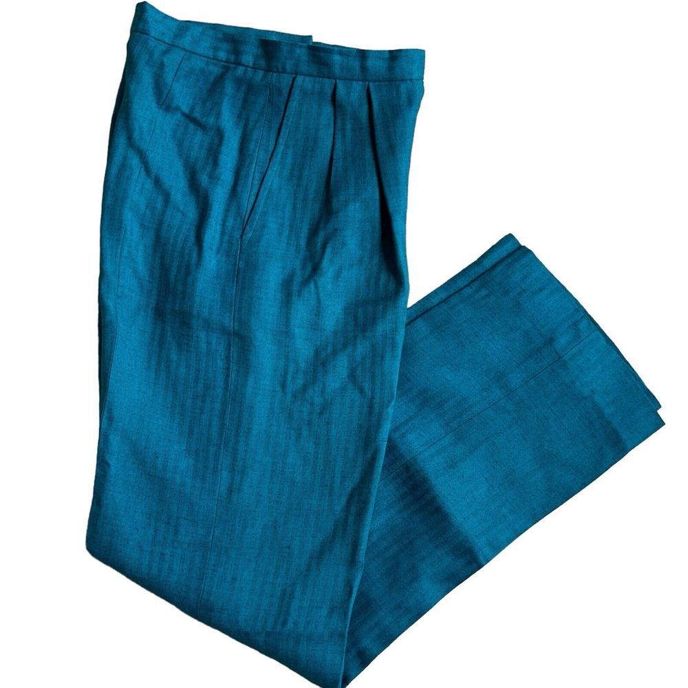 VTG 1980s‎ Bill Haire Pants Women's Size 4 Waist 24 Inch Turquoise Linen Blend